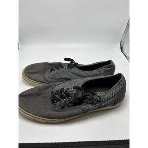 Vans Authentic Lo Pro Black/Gray Herringbone Canvas Sneakers sz 13